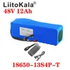 Liitokala 18650 48V 12AH litiumbatteri Passar för elektrisk cykelbatteri med 54,6V 2A laddare 500W 750W 1000W Motor-tullfri