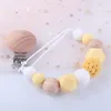 Baby Pacifier Clip Chain Wood Holder Silicone Teether Pacifier Clips Leash Strap Nipple Holder Spädbarn Matning Toys Baby Shower G2375165