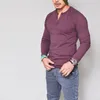 T-shirts Hommes Base T-shirts solides Top T-shirt automne à manches longues en coton Slim Fit Hommes Muscle Gym T-shirt Casual Plus Taille