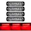 Car Red Strobe Light 6 LED Strobe Signal Warning Light Bar Security Alarm Flash Flashing Bulb Surface Mount Lighthead Lamp 12V-24V