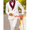 Yakışıklı Kabartma Groomsmen Kruvaze Damat Smokin Erkekler Takım Elbise Düğün / Balo / Yemeği En İyi Adam Blazer (Ceket + Pantolon + Kravat) W88