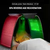 2020 New Hydrogen aquecer o frio spray LED PDT azul Red Light Therapy Acne Máquina de remoção de rejuvenescimento da pele Photon Máscara Facial Care