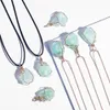 Long Chain Natural Raw Crystal Pendant Necklace Roungh Tumbled Rock Stone Healing Irregular Handmade Yoga Jewelry for Women