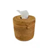 Caixa redonda de lenços de vime suporte para rolo de videira dispensador de capa de papel higiênico para banheiro em casa e escritório 330h