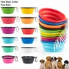 12oz 34oz Collapsible Dog Bowls Expanderbar Cup Dish Portable Travel Pet Cat Food Water Feed Silicone Bowl med karabinerklipp för promenader som reser 24 färger