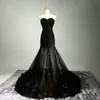 2021 Black wedding dress mermaid Lace Tulle Applique Strapless Backless Wedding Dresses Reception Long Train Bridal Dress For Women Party