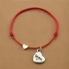 20 pcs/lots nouveaux cadeaux de fête de famille coeur charme maman fille papa fils grand-mère grand-père oncle tante soeur pendentif rouge noir cordon corde Bracelets