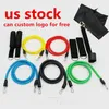 US Stock, 11 PC / Set Pull Rope Latex Fitness Övningar Motståndsband Elastiska Övningar Kropp Fitness Styrka Motstånd Bands FY7007