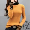 الضيقة الضيقة سترة أساسية رقيقة طويلة الأكمام طويلة و pullovers الياقة المملوكة للسيدات النافذة النحيفة السيدات