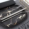 Creative Portable Reusable Flatware Stainless Steel Straw Cleaning Brushs Spoon Fork Chopsticks 7pcs Sets With Boxes Kitchen Tools