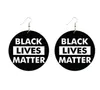 Black Lives Matter Saying Trendy Vrouwen Print Sieraden Natural Wood Drop Oorbellen Melanine Poppin Afro Power Fist Patroon 12 paar Gratis schip