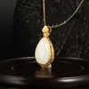 Gorąca sprzedaż Nowa linia Hetian Jade Antyczne Wody Drop Wisiorek S925 Silver Inlaid Antique Gold Inlaid Water Drop W Kształcie Inkrustowane Antyk