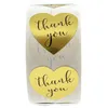 500 Labels stickers Heart shape gold thank you Stickers seal labels scrapbooking for Package stationery sticker 1inch/roll