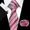 Conjunto de corbatas de boda para hombre, tamaño Extra largo, 145cm x 7,5 cm, corbata roja y rosa a rayas, 100% de seda, tejido Jacquard, corbata para el cuello, traje para fiesta de boda 1