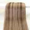 Weaves Real Hair Double Weft Human Hair Extensions Balayage Ombre Remy Hair Color #4 Dark Brown Fading to #27 Honey Blonde Ombre Color hi