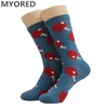 Mens Socks Myored 6pairs/Lot Heren gekamd katoen kleurrijk grappige nieuwigheid Merry Christmas Gift Sock voor casual zakelijke kleding