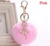 8cm kvinnor pompom plysch nyckelring päls pom pom dans ängel keychain nyckelring fluffy rex kanin päls boll nyckel kedja handväska hänge 13 färg dhl