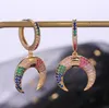 Vintage Mode-sieraden Top Selling Lucky Dangle Earring 925 Sterling Zilver Kleurrijke Witte Sapphire Diamond Gemstones Crescent Moon Earring