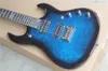 Chitarra elettrica blu personalizzata di fabbrica con impiallacciatura di acero fiammato, tastiera in palissandro, 24 tasti, personalizzabile