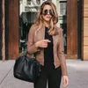 Jaqueta de couro legal feminino senhoras senhoras retrô rebite zíper até Bomber jaqueta casual casaco outwear pu chapetas mujer