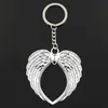 20 unids/lote llavero joyería plateado corazón alas de Ángel dijes colgante clave accesorios nuevo