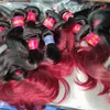 Nass Kuss billiges menschliches Haar Brasilianisch wellig gerades weiches Haar Ombre Farbe Schwarz braun rot 15pcs Deal Saison Promote2498919