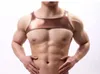 Tracolla da uomo Crop Top in pelle PU da uomo forte muscolatura pettorale imbracatura Bodybuilding Top da uomo Costume di scena Gay Exotic Tanks216a