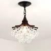 Merican Pequeña lámpara de cristal Iluminación para dormitorio Sala de estudio Lámparas de techo Oro Negro Lustre Cristal Lámparas colgantes Accesorios