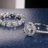 Кольца для пар Роскошные стерлингового серебра 925 пробы круглой огранки Белый топаз CZ с бриллиантами Драгоценные камни для вечеринок Женское свадебное кольцо для влюбленных0397820941