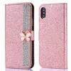 Designer de mode diamant strass belle étui portefeuille en cuir papillon pour iphone x xr xs max 6 7 8 plus