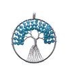 Natuursteen Crystal Geverfd Jade Tree of Life Hanger Seven-Color Chakra Creatieve Ketting Sieraden