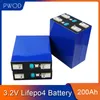 Клетки PWOD 4шт Новый 3.2V 200Ah Lifepo4 Аккумулятор Литий Solar 12V для обновления EV Marine RV лодка Golf ЕС США Tax Free