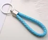 PU Leather Braided Woven Keychain Rope Rings Fit DIY Circle Pendant Key Chains Holder Car Keyrings 30 colors for choice Wholesale