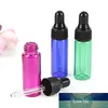 En gros Bleu Vert Violet Rouge Ambre Mini Bouteilles En Verre 5 ml Échantillon Pipette Flacon Compte-gouttes Avec Couvercles Noirs Prêt À Expédier