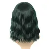 녹색 인간의 머리 가발 로리타 짧은 머리와 쾅하고 cosplay 물 파도 합성 가발 전면 레이스 인간의 머리 가발