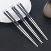 Toppkvalitet 304 rostfritt stål pinnar med svart slipresistent täckning Hållbar metallpinnar Restaurang Square Chopsticks1776806
