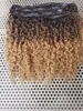 Atacado cabelo humano brasileiro Vrgin Remy extensões de cabelo kinky cabelo encaracolado estilo natural preto / marrom / loira ombre cor