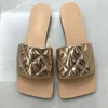 Sandali piatti a forma di diamante Pantofole da donna Pantofole in pelle con punta quadrata oro nudo Ciabatte piatte estive Scarpe da spiaggia Donna1