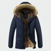 2020 Fashion Casual Slim Tjock Varma Mens Coats Parkas med Hooded Long Overcoats Man Kläder Vinter Jacka Män Varumärke Kläder