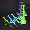 smoking AK design Silicon Water Pipe Mini Silicone Beaker Bongs unbreakable Oil Rig comb bong with 14mm Glass Bowl and titanium tips