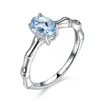 Creative Bamboo Simple Ring Natural Aquamarine Plated 18K Engagement SMEEXKE WILD Fashion Supply J194