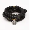 10 stks 8mm natuurlijke lava rock stone helende vulkanische semi-kostbare edelstenen 108 gebed kralen mala multilayer wrap armband lange kralen ketting