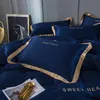 Sier luxe beddengoed set 4 stks platte laken korte dekbedovertrek sets koning comfortabele quilt covers queen size beddclothes linnen y200111