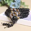 SN1527 Balck Tourmaline 108 Mala pulsera para mujer, nuevo diseño, pulsera de piedra de ojo de tigre, joyería de moda para mujer 232R