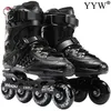 Inline Snelheid Skates Schoenen Hockey Roller Skates Sneakers Roller Blades Dames Mannen voor Volwassenen Black White1