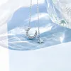 Sweet S925 Stämpel Silver Chain Color Moon Star Charm Armband Dainty Micro Cubic Zirkon Hängsmycke Bracelet för kvinnor Gåvor Smycken S-B342