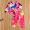 Autumn Ins Tie Dye Kids Clothing Boys Girls Long Sleeve Pocket Top + Trouser 2Pcs/Sets Boutique Children Outfits M2688