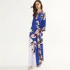 Women's Runway Dresses O Neck Batwing Sleeves Floral Printed Loose Design Elegant Maxi Long Casual Dresses Robes