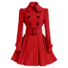 Liva girl Womens Winter Lapel Wool Coat Trench Jacket Long Sleeve Overcoat Outwear