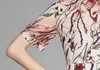 Latest Runway Floral Pink Button Shirt Dress Ladies Designer Sweet Short Sleeve Lapel Printed Holiday Prom Office Slim Pleated Dre7687111